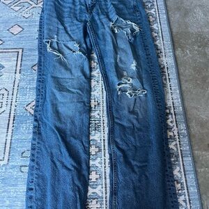 Aeropostale Straight Leg Jeans - Distressed Blue
